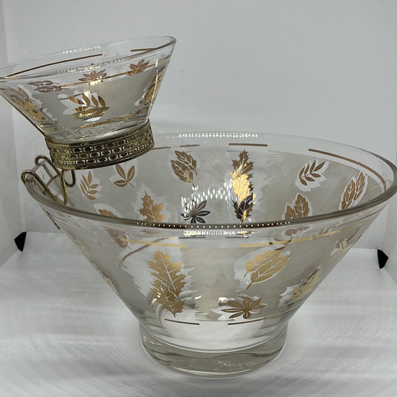 Dining Vintage Libbey Golden Foliage Chip And Dip Set Poshmark